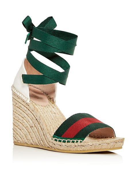 gucci ankle tie wedge platform espadrille sandals|Gucci Sandals for Women .